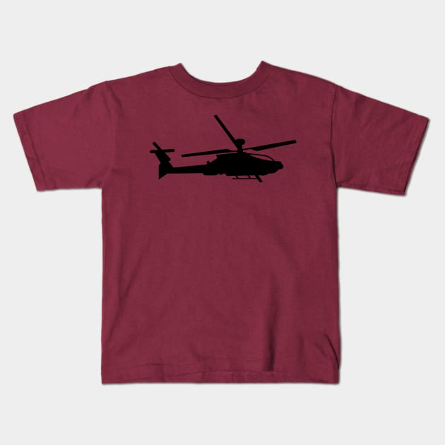 Black Helicopter Apache Blackhawk Kids T-Shirt by carobaro